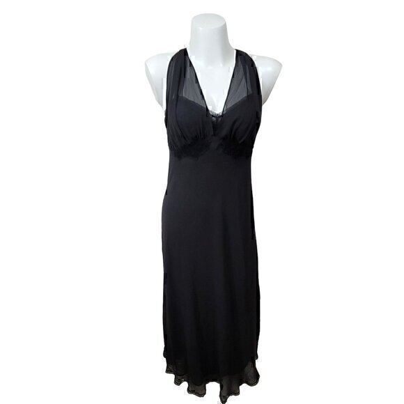Old Hollywood Glam Style Pinup Cabernet Black Gown Chiffon M - Picture 1 of 8